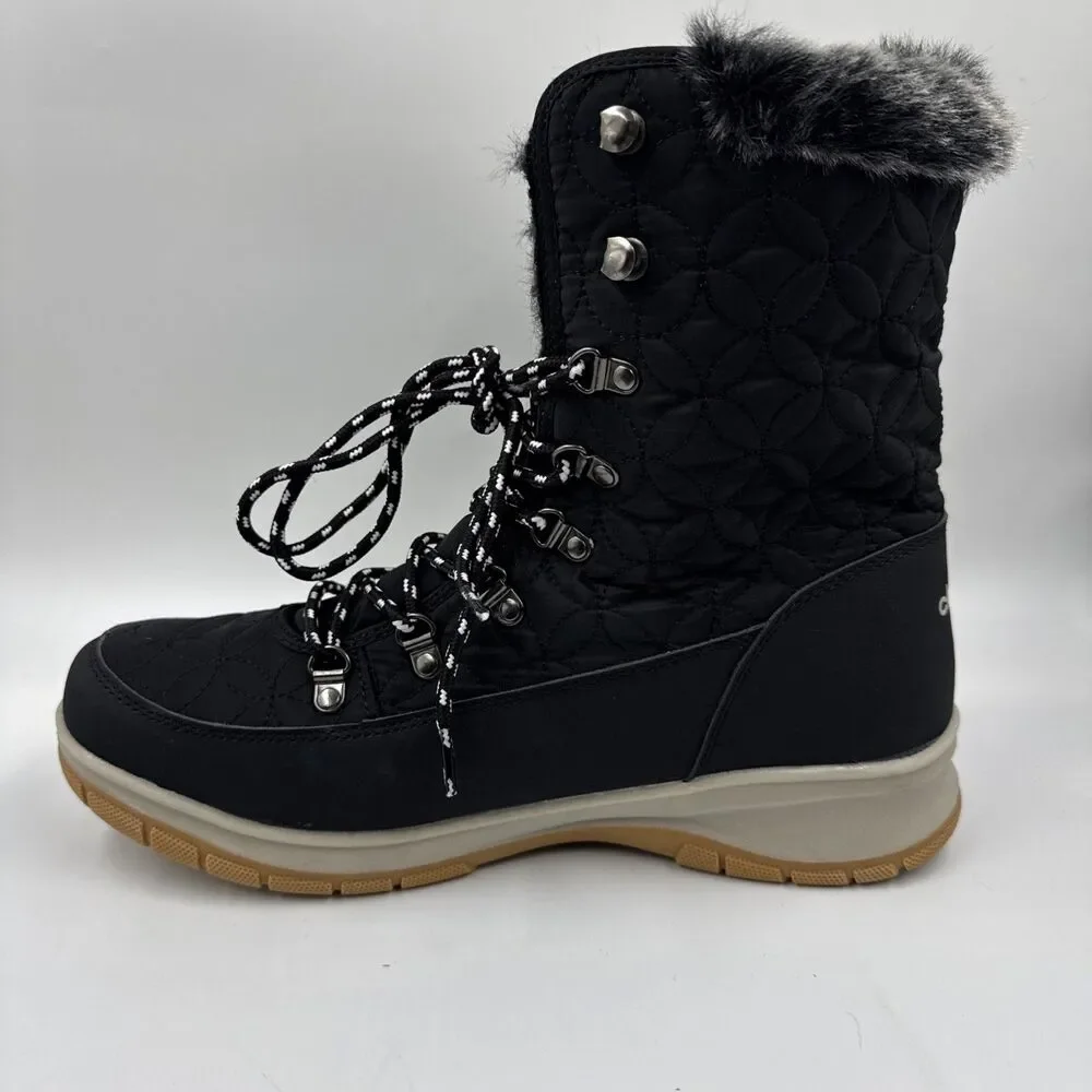 Chooka Women's Belltown Black Mid Faux Fur Insulated Winter Snow Boots 11